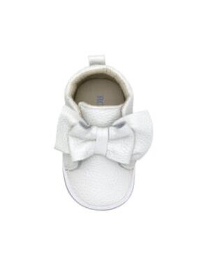 Robeez Aria White Bow Slip-On Baby Shoe